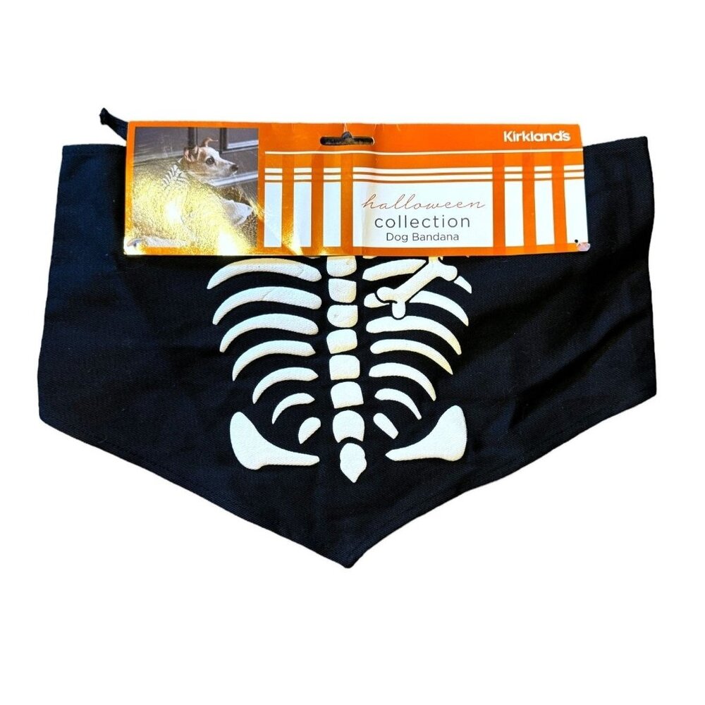 Kirkland's Halloween Collection Dog Bandana With Skeleton Print M/L